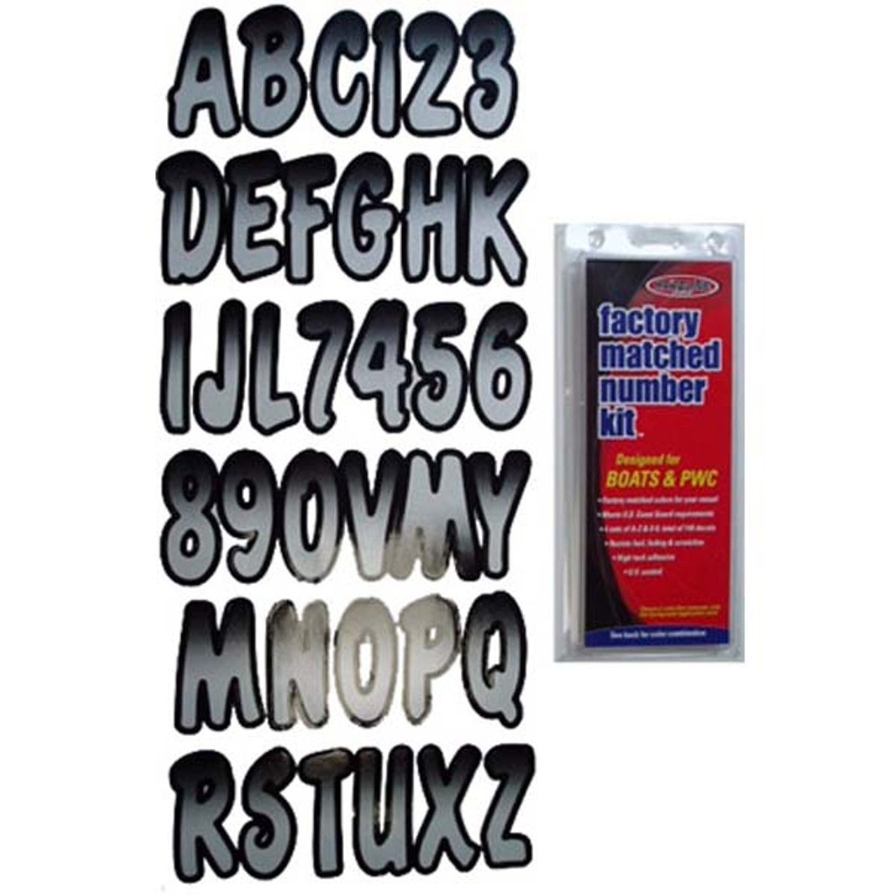 3" Boat Letter and Number Kit - Silver and Black